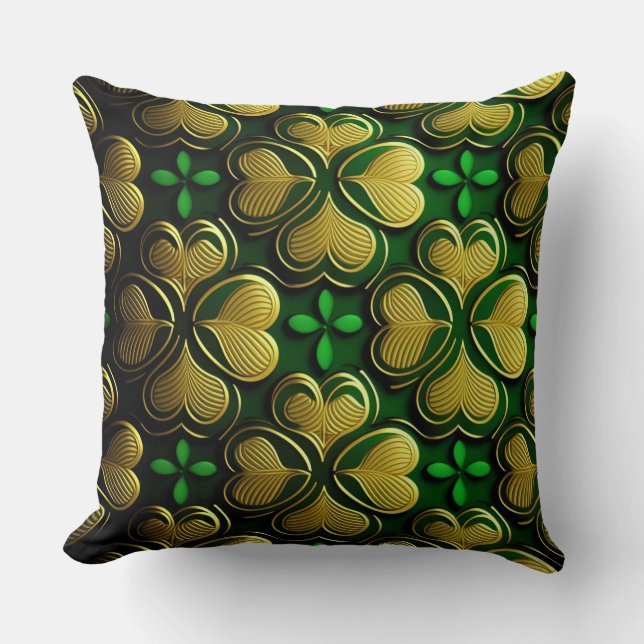Almofada NÓS CELTICOS bonito VERDE E DOURADO IRLANDÊS (Frente)