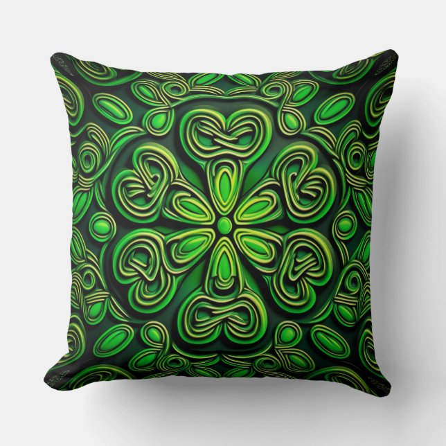 Almofada NÓS CELTICOS bonito VERDE E DOURADO IRLANDÊS (Frente)