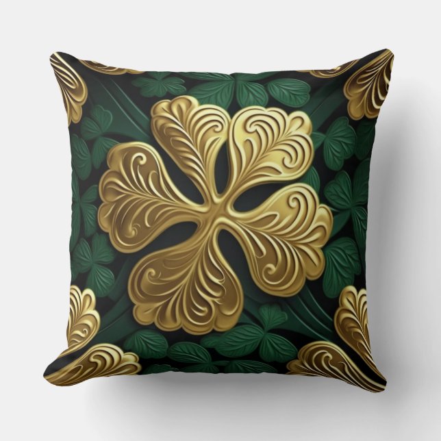 Almofada NÓS CELTICOS bonito VERDE E DOURADO IRLANDÊS (Frente)