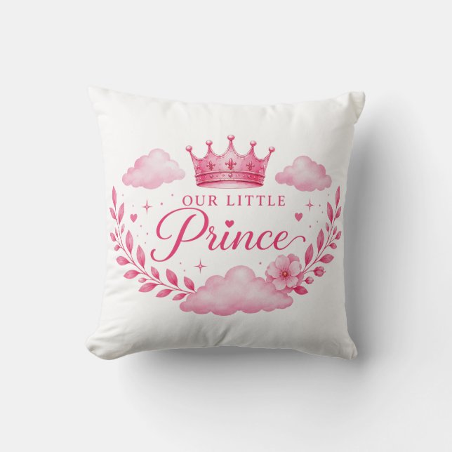 Almofada Nossa Pequena Princesa Bebê Menina Coroa Rosa (Frente)