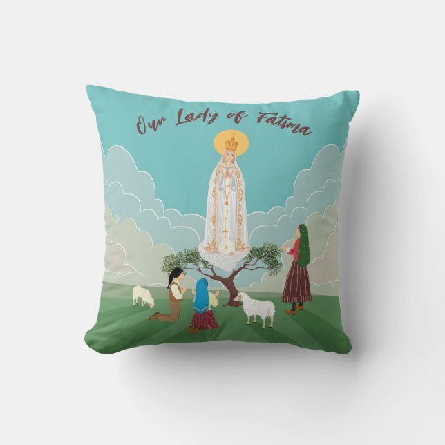 Almofada Nossa Senhora de Fátima e os três pastores (Frente)