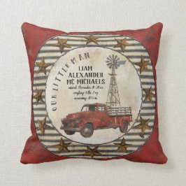 Almofada Nosso berçário rústico do Stats do nascimento