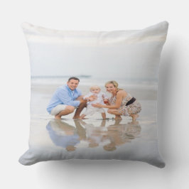 Almofada Nosso Lugar Feliz: Foto Personalizada da Praia da