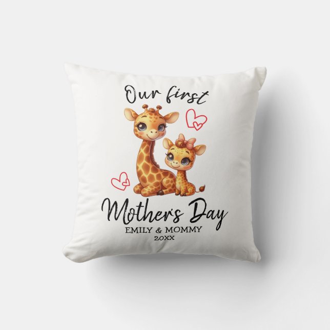 ALMOFADA NOSSO PRIMEIRO DIA DE AS MÃES BEBÊ&MAMA GIRAFFE (Frente)