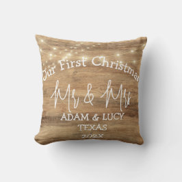 Almofada Nosso primeiro Natal Sr. e Sra. recém-casados made
