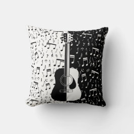 Almofada Nota contemporânea de guitarra negra e branca e de