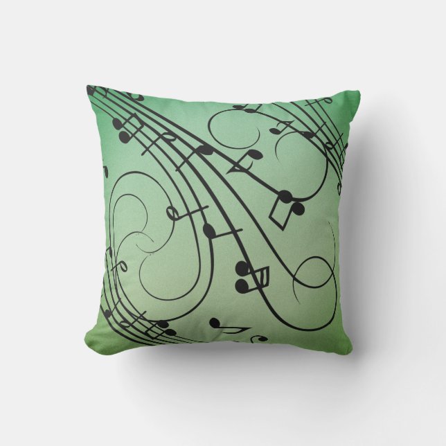 Almofada Notas Chiques Design de Música Verde (Frente)