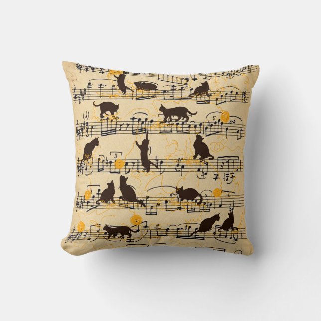 Almofada Notas e gatinhos musicais (Frente)