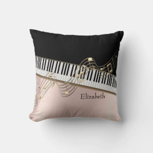 Almofada Notas Musicais de Ouro Moderno, Teclas de Piano em