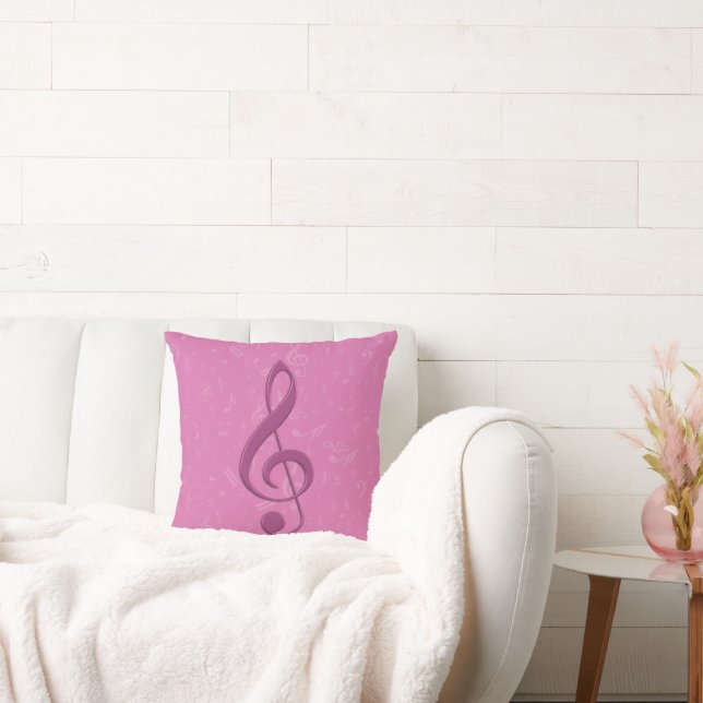 Almofada Notas Musicais e Claras Rosa Girly (Sofá)