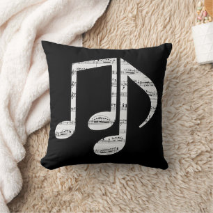 Almofada Notas Musicais em Preto e Branco