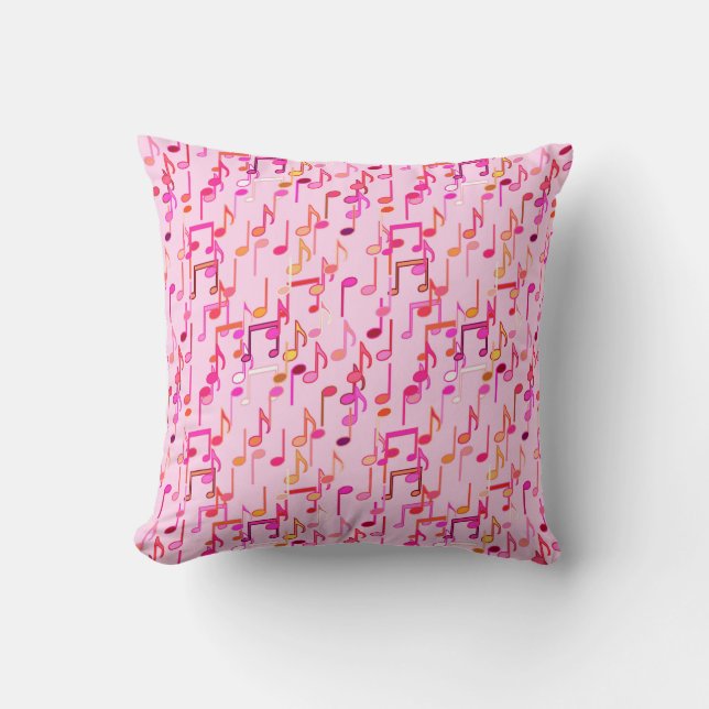 Almofada Notas musicais impressas - rosa, multicolor (Frente)