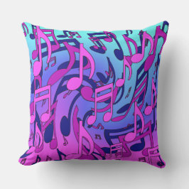 Almofada Notas Musicais Rosa Azul Roxo Aqua Padrão Animado