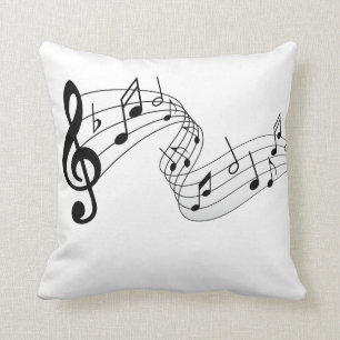 Almofada notas pretas & brancas da música