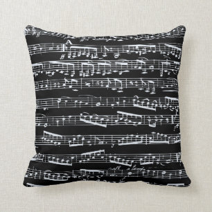 Almofada Notas preto e branco da música