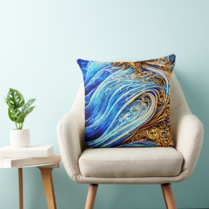 Almofada Notebook de Ondas do Oceano Azul Moderno