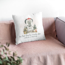 Almofada Nova Casa Personalizada Primeira Aquarela de Natal