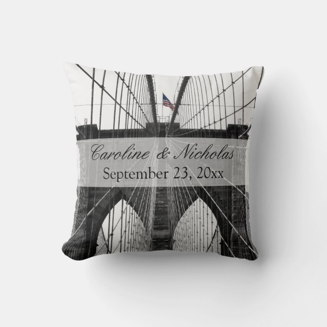 Almofada Nova Iorque Brooklyn Bridge Wedding (Frente)