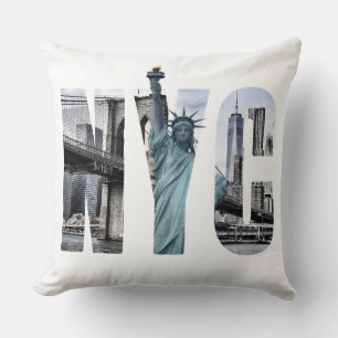 Almofada Nova Iorque Skyline Com Estátua Da Liberdade