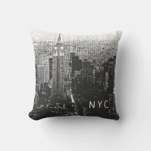 Almofada Nova Iorque Skyline  NYC  Preto e branco