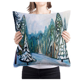 Almofada Nova Neve de Edvard Munch, Paisagem Florestal de I