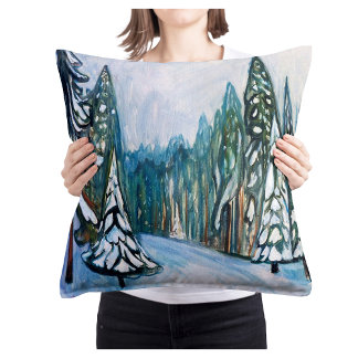 Almofada Nova Neve de Edvard Munch, Paisagem Florestal de I
