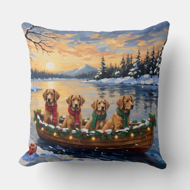 Almofada Nova Scotia Duck Tolling Retriever Christmas Boat  (Frente)