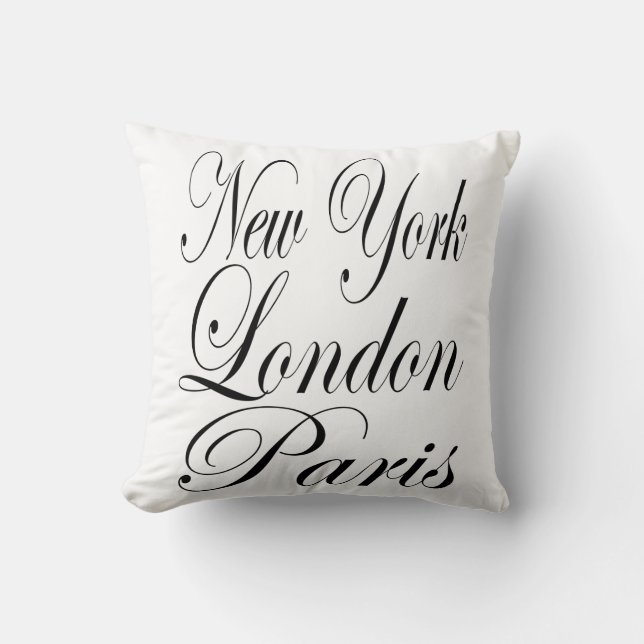 Almofada Nova York London Paris - Slogan da Tipografia (Frente)