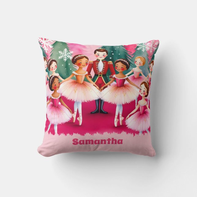 Almofada Noz-de-Natal Rosa Ballerina Kid (Frente)