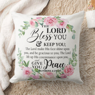 Almofada Números 6:24-26 O Senhor te Abençoe Bíblia Rosa