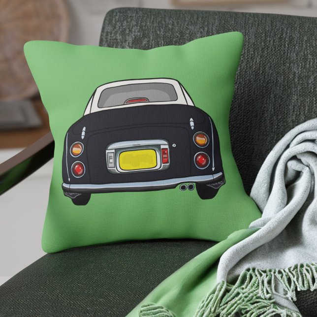 Almofada Números Bonitos Figaro preto japonês Verde (Fun black figgy on a green pillow perfect for your car or home)