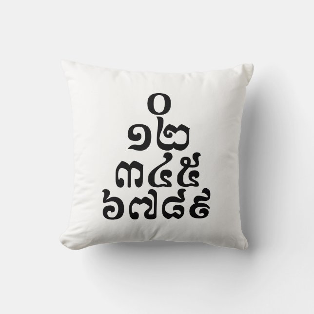 Almofada Números Cambojanos Pirâmide - 0 12 345 6789 Khmer (Frente)