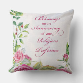 Almofada Nun Aniversário da Profissão Religiosa Rosas Rosa