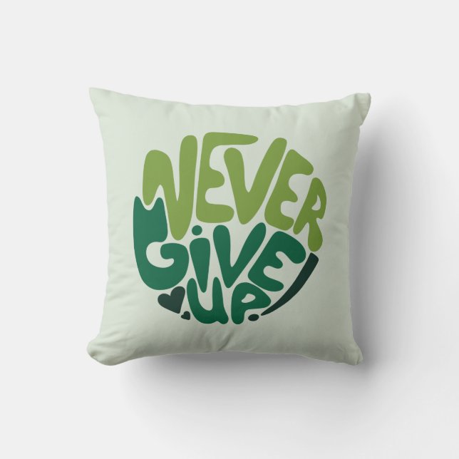 Almofada Nunca Desistir - Letra de Mão Positiva Verde (Frente)