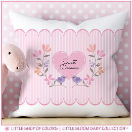Almofada Nursery para Menina Bebê Listras Rosa Sonhos Doces