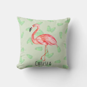 Almofada Nursery Tropical Pink Flamingo Name