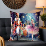 Almofada Nutcracker Balé Watercolor Christmas Ballerina<br><div class="desc">O Balé Nutcracker Watercolor Christmas Ballerina Festivas Holiday Cushion apresenta um balé de Natal tradicional com uma bailarina e um pirata. Perfeito para presentes de Natal,  decoração de Natal e festas de férias e muito mais. Criado pelo Evco Studio www.zazzle.com/store/evcostudio</div>