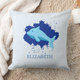Almofada nuvem azul com nome de baleia personalizado