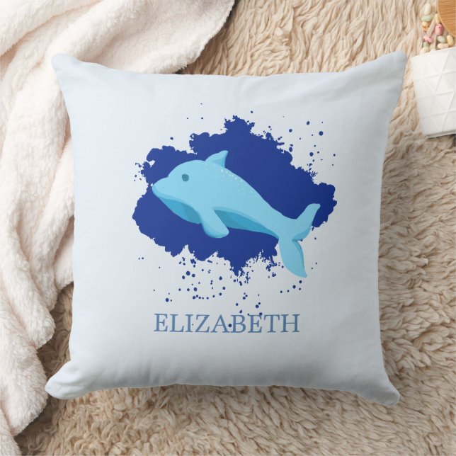 Almofada nuvem azul com nome de baleia personalizado (Cobertor)