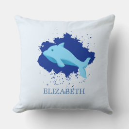 Almofada nuvem azul com nome de baleia personalizado