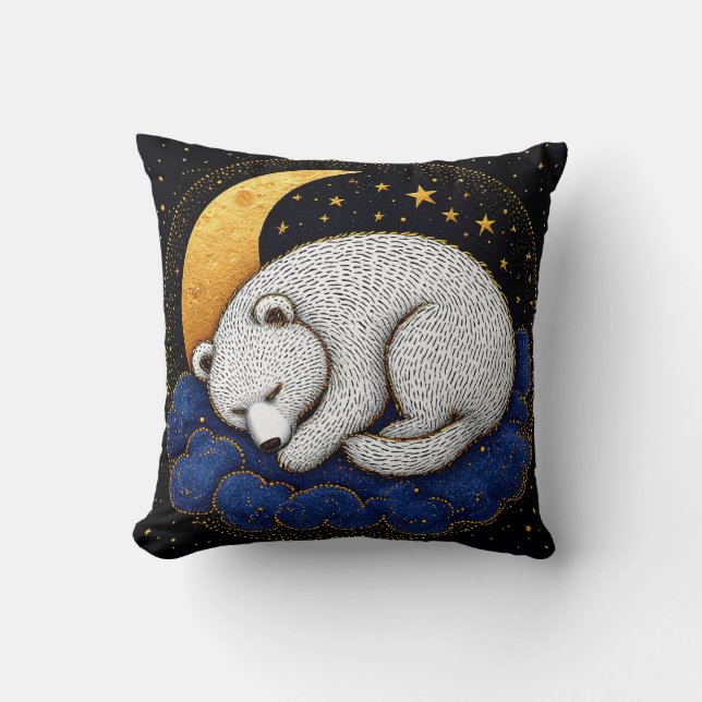 Almofada ☁️🐻 Nuvem Urso Branco Adormecido Presente Decoraç (Frente)