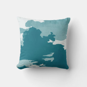 Almofada Nuvens Abstrato de Aquarela Minimalistas Teal