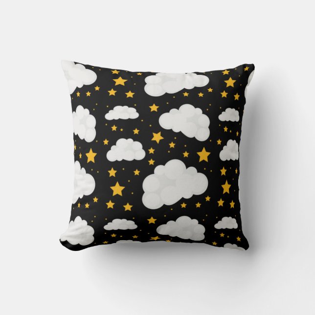 Almofada Nuvens Com Uma Noite Estrelada Brilhante (Frente)