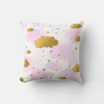 Nuvens de Aquarela Rosa Douradas Estrelas Céu