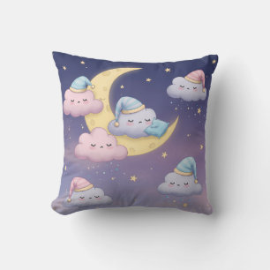 Almofada Nuvens Fofas e Sonolentas no Céu Pastel Sonhador