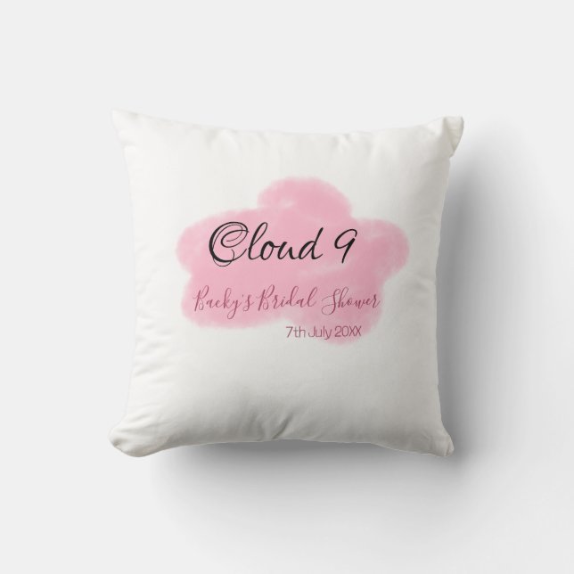 Almofada Nuvens nove rosa pastel chá de noiva data nome (Frente)