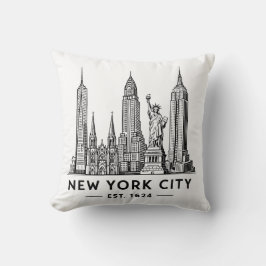 Almofada NYC Skyline Illustration with Statue of Liberty