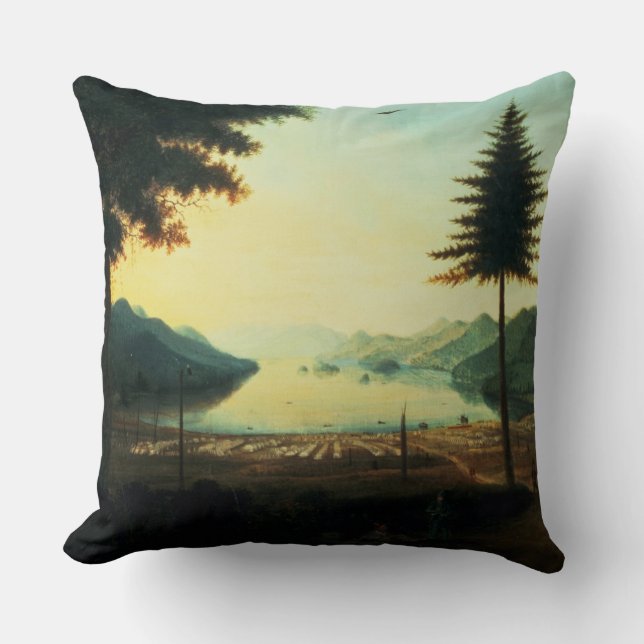 Almofada O acampamento no lago George, New York, 1759 (óleo (Frente)