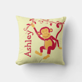 Almofada O amarelo vermelho do macaco personalizou o