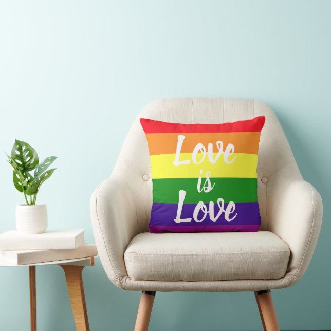 Almofada O Amor é Amor Script Faixa de Arco-íris Orgulho (Cadeira)